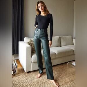 WILFRED The Melina Pant High-Waisted Vegan Leather Pants Dark Green Women’s 4